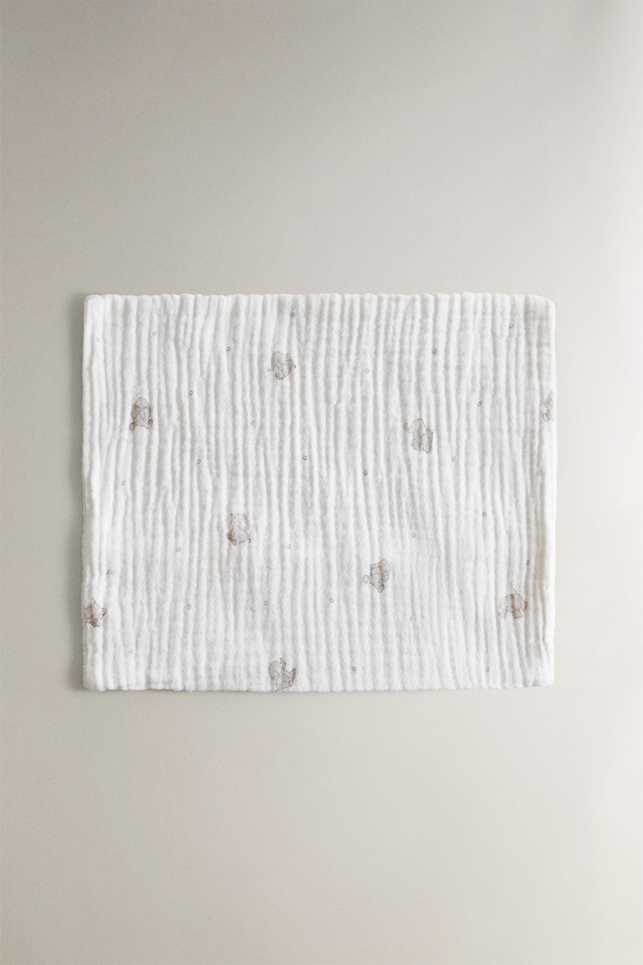 ENSEMBLE DE DRAPS MINI-LIT BÉBÉ GAZE ÉLÉPHANT